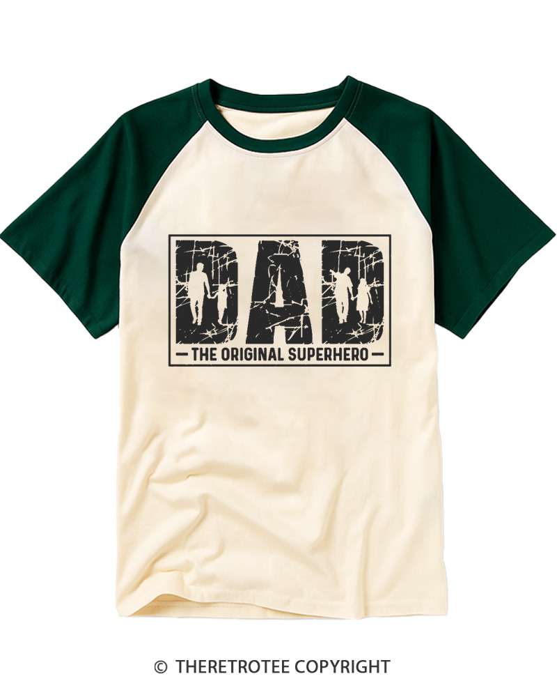 TheRetroTee Dad the Original Superhero Raglan Baseball T-Shirt