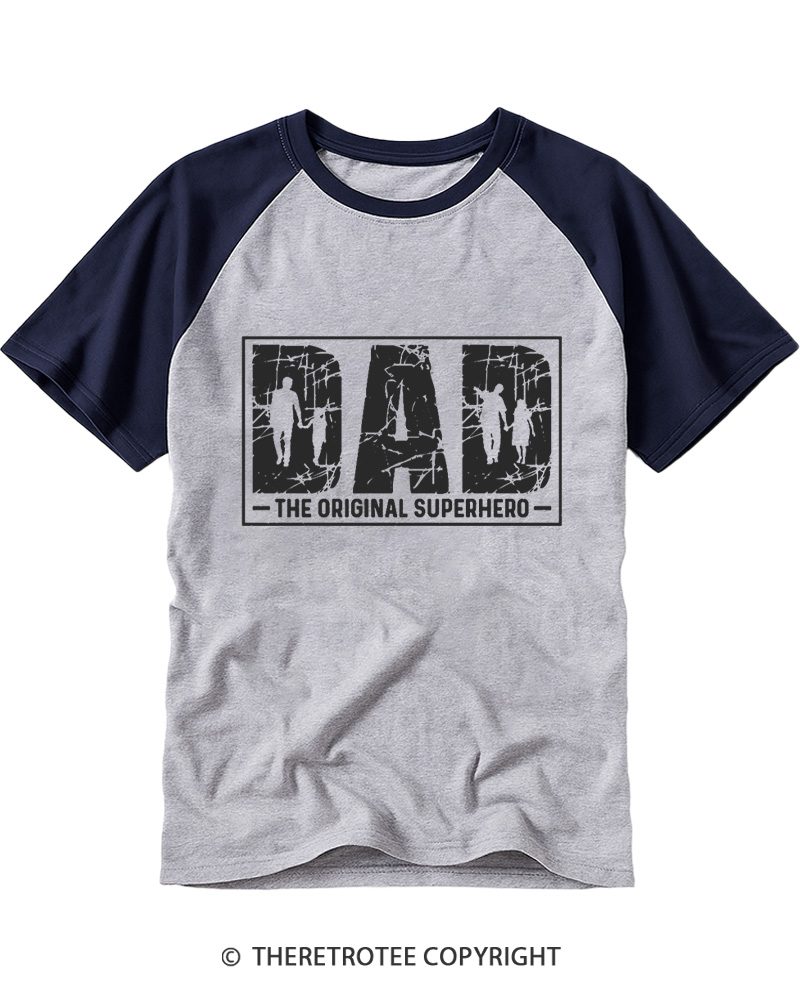 TheRetroTee Dad the Original Superhero Raglan Baseball T-Shirt