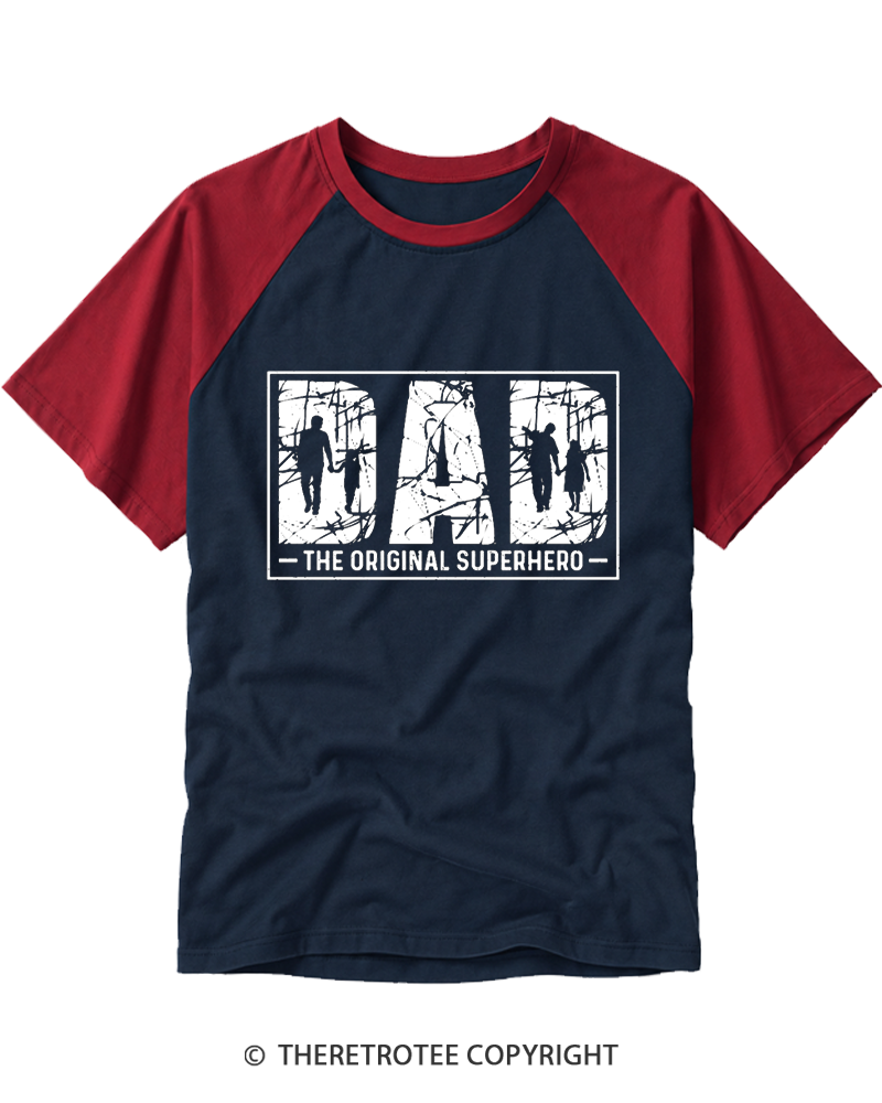 TheRetroTee Dad the Original Superhero Raglan Baseball T-Shirt