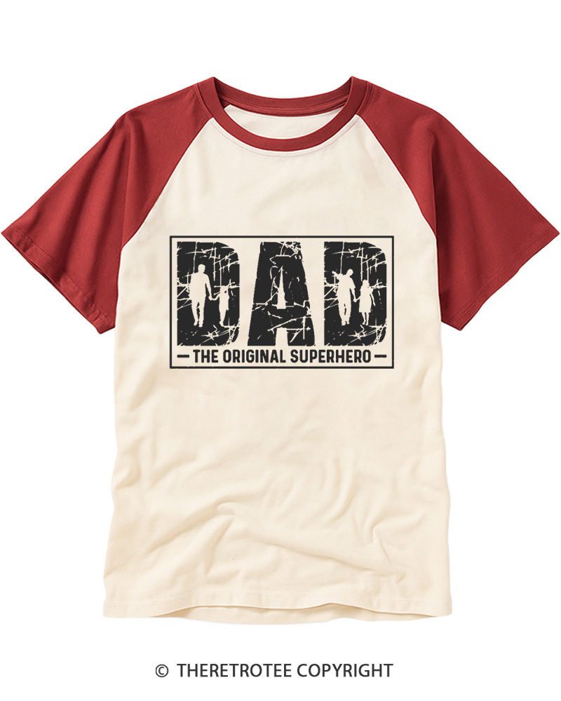 TheRetroTee Dad the Original Superhero Raglan Baseball T-Shirt