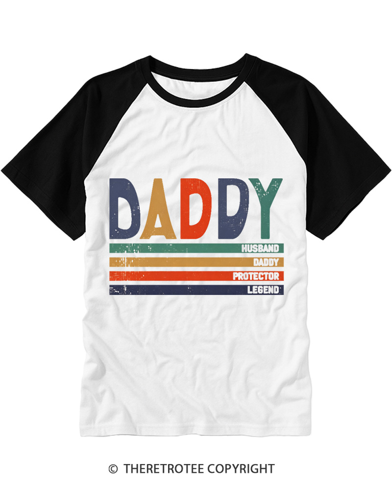 TheRetroTee Daddy Dad Husband Raglan Baseball T-Shirt