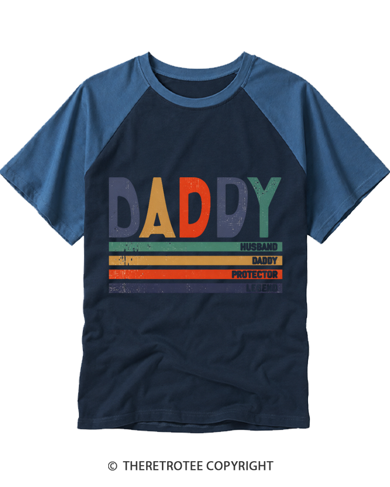 TheRetroTee Daddy Dad Husband Raglan Baseball T-Shirt