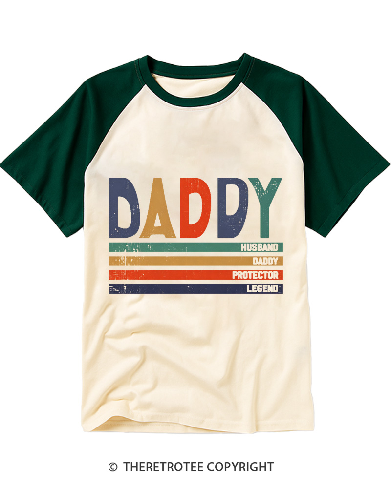TheRetroTee Daddy Dad Husband Raglan Baseball T-Shirt