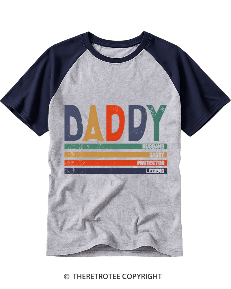 TheRetroTee Daddy Dad Husband Raglan Baseball T-Shirt