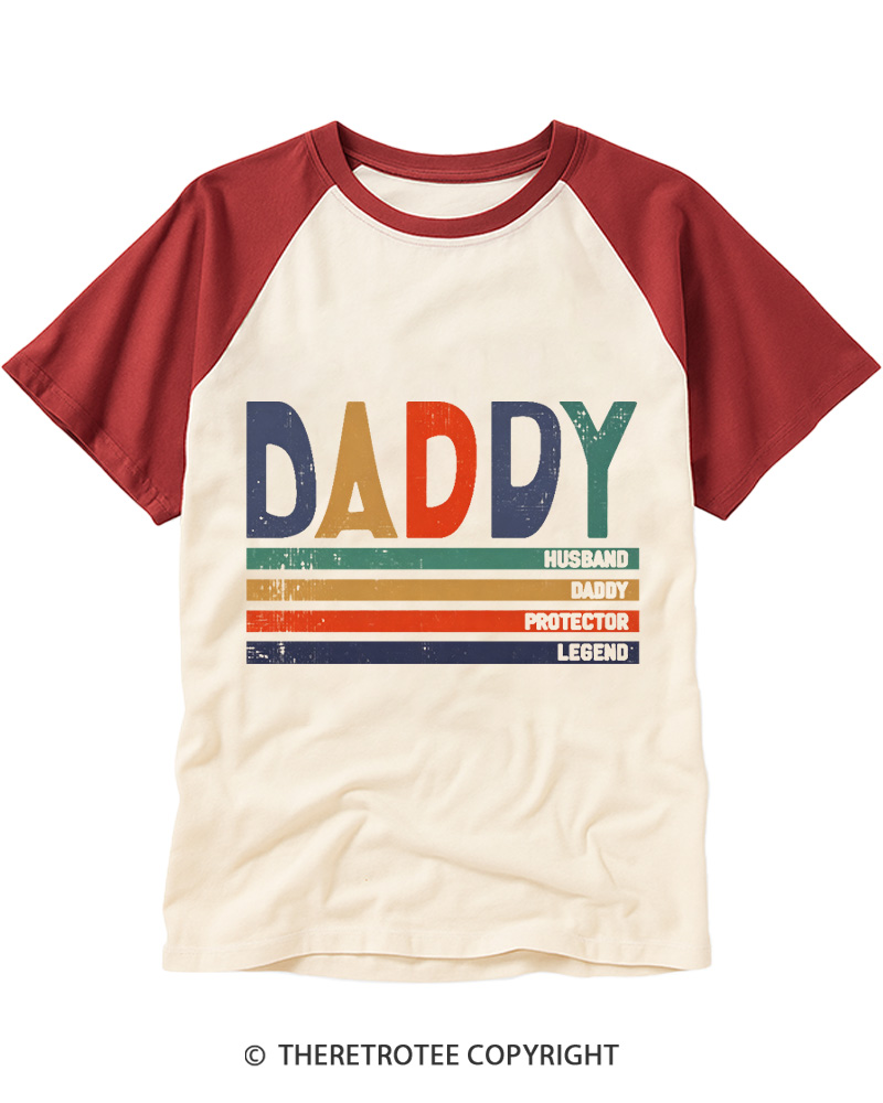 TheRetroTee Daddy Dad Husband Raglan Baseball T-Shirt