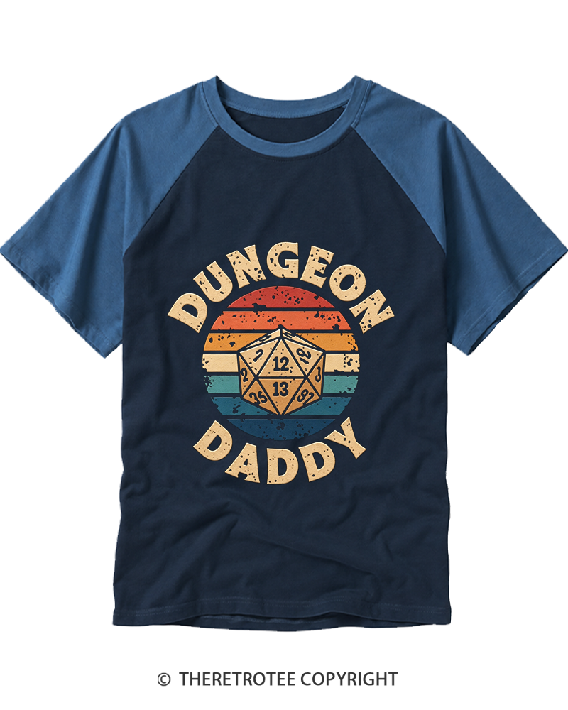 TheRetroTee Dungeon Daddy Fathers Day Raglan Baseball T-Shirt