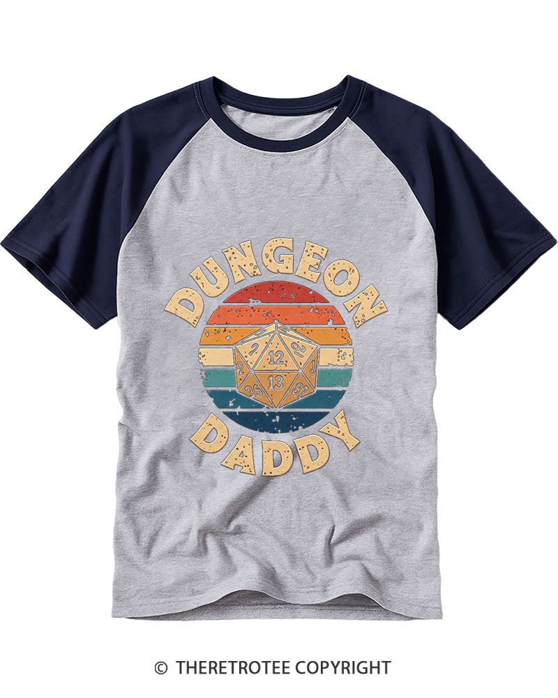 TheRetroTee Dungeon Daddy Fathers Day Raglan Baseball T-Shirt