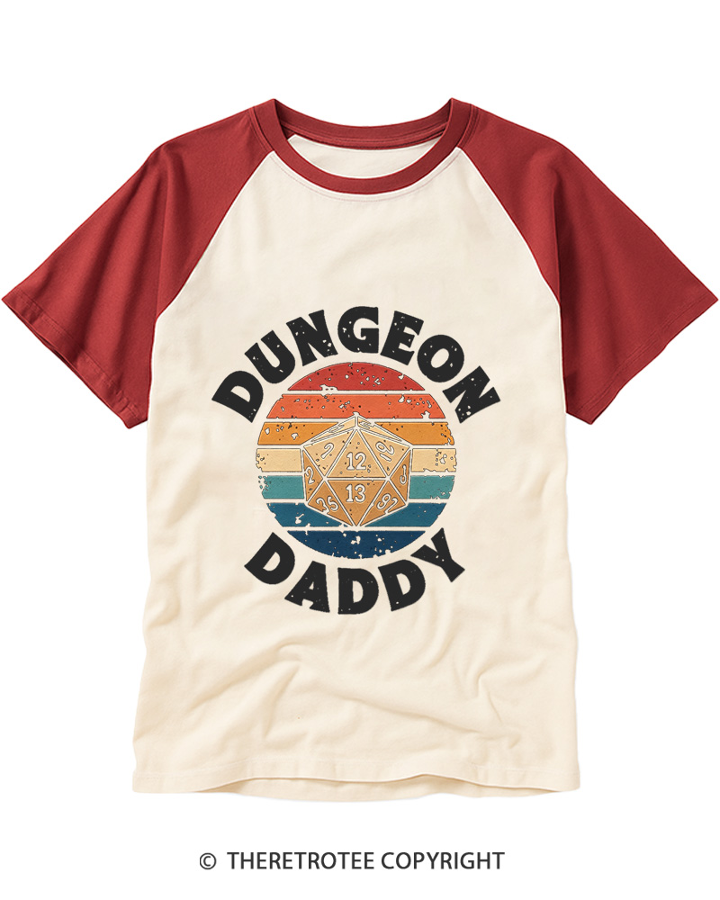 TheRetroTee Dungeon Daddy Fathers Day Raglan Baseball T-Shirt