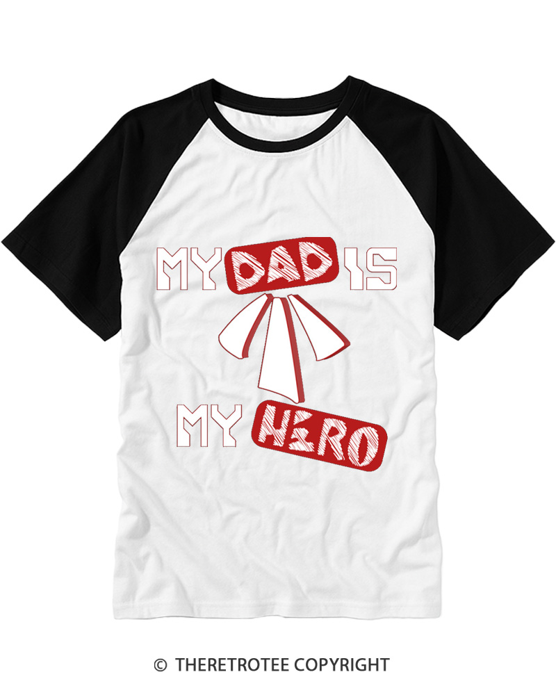 TheRetroTee My Dad Is My Hero Raglan Baseball T-Shirt