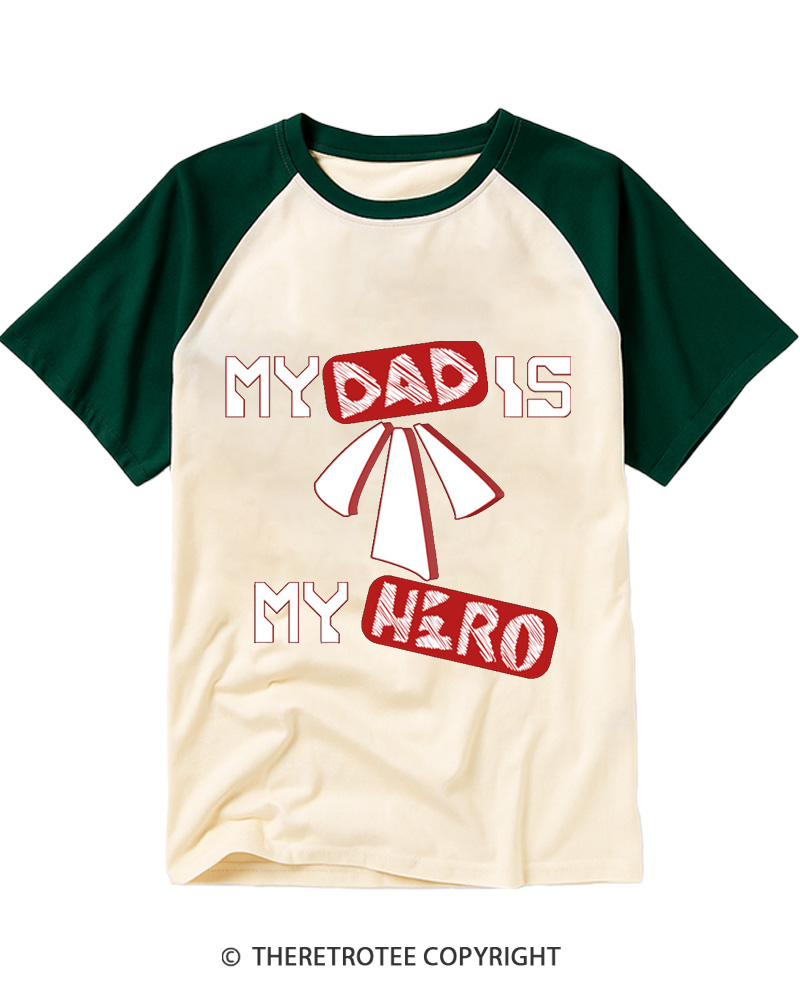 TheRetroTee My Dad Is My Hero Raglan Baseball T-Shirt