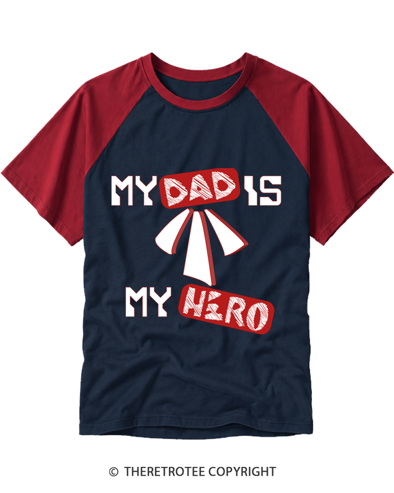 TheRetroTee My Dad Is My Hero Raglan Baseball T-Shirt