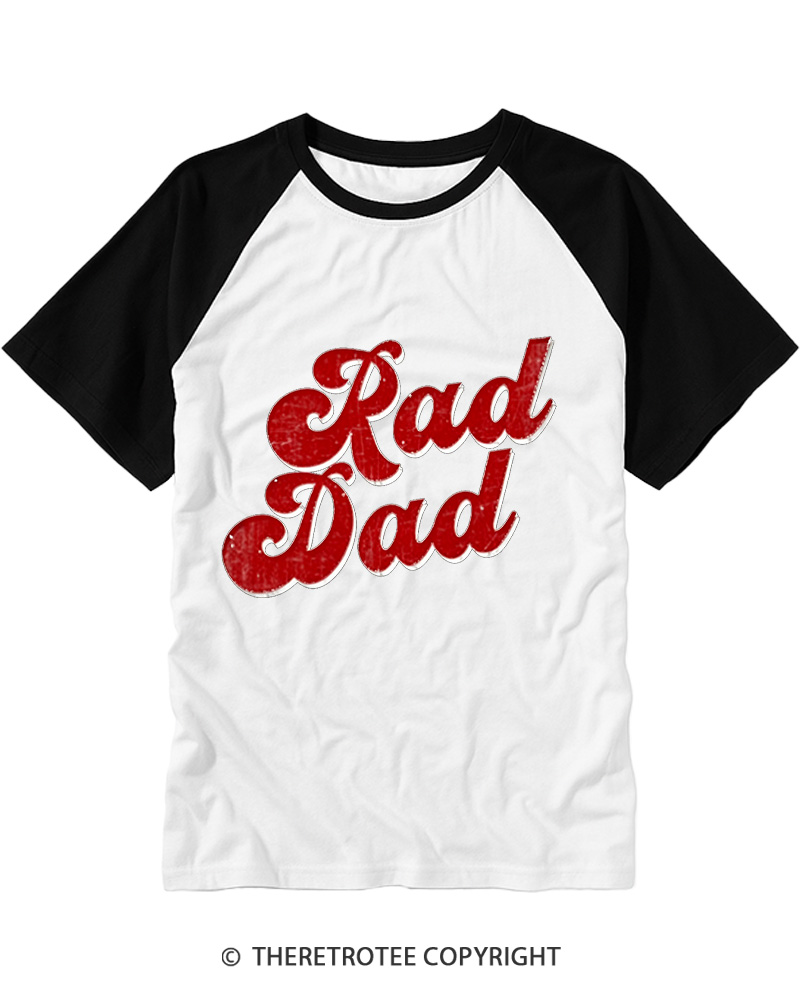 TheRetroTee Rad Dad 80s Vintage Raglan Baseball T-Shirt