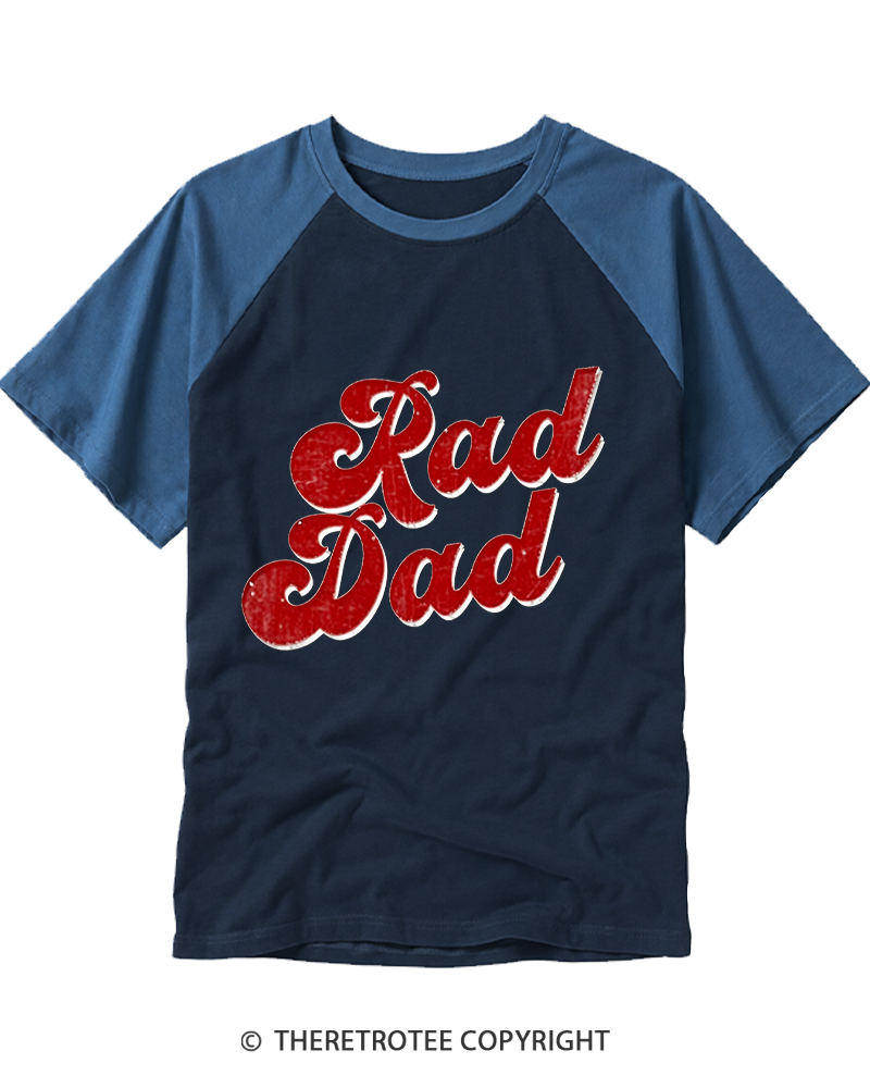 TheRetroTee Rad Dad 80s Vintage Raglan Baseball T-Shirt