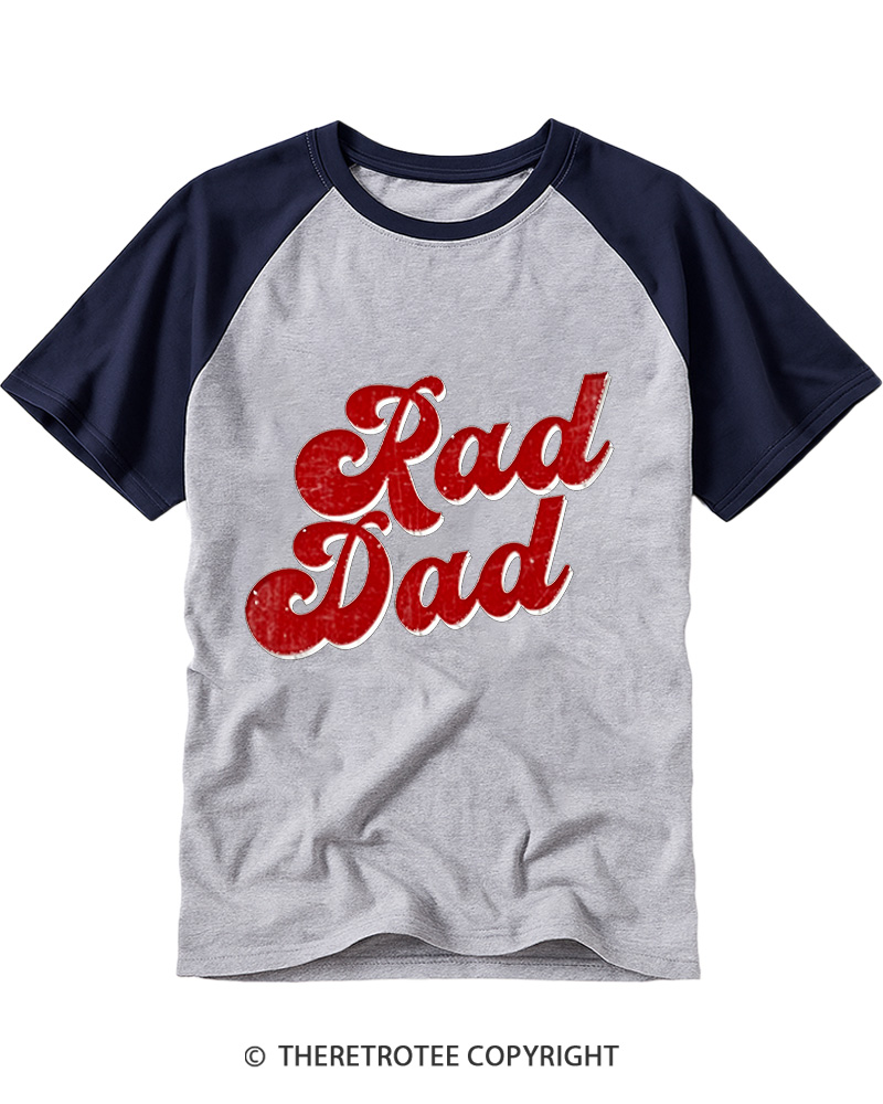 TheRetroTee Rad Dad 80s Vintage Raglan Baseball T-Shirt