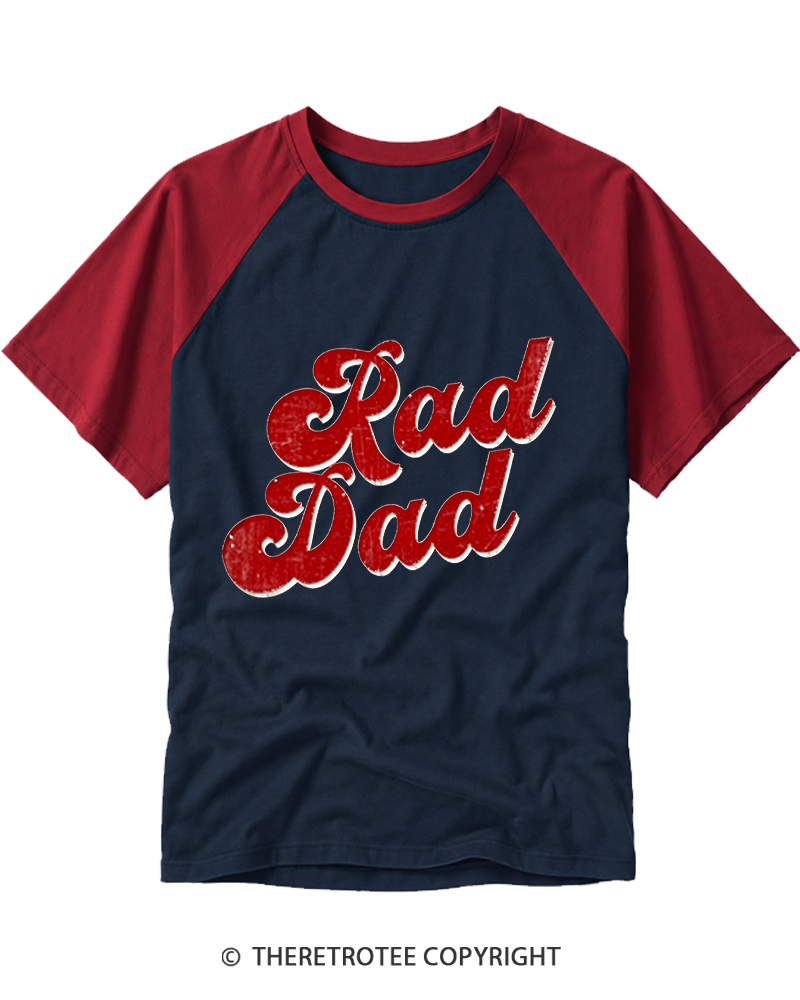TheRetroTee Rad Dad 80s Vintage Raglan Baseball T-Shirt