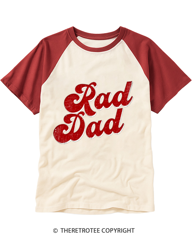 TheRetroTee Rad Dad 80s Vintage Raglan Baseball T-Shirt