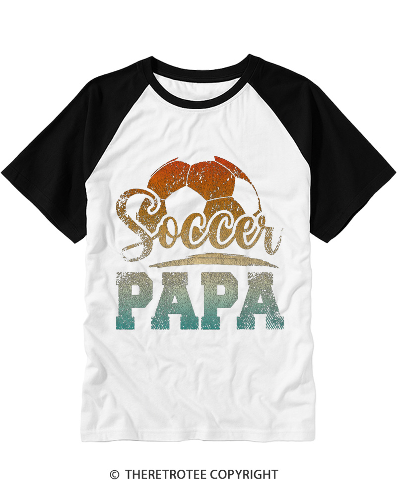 TheRetroTee Soccer Papa Raglan Baseball T-Shirt