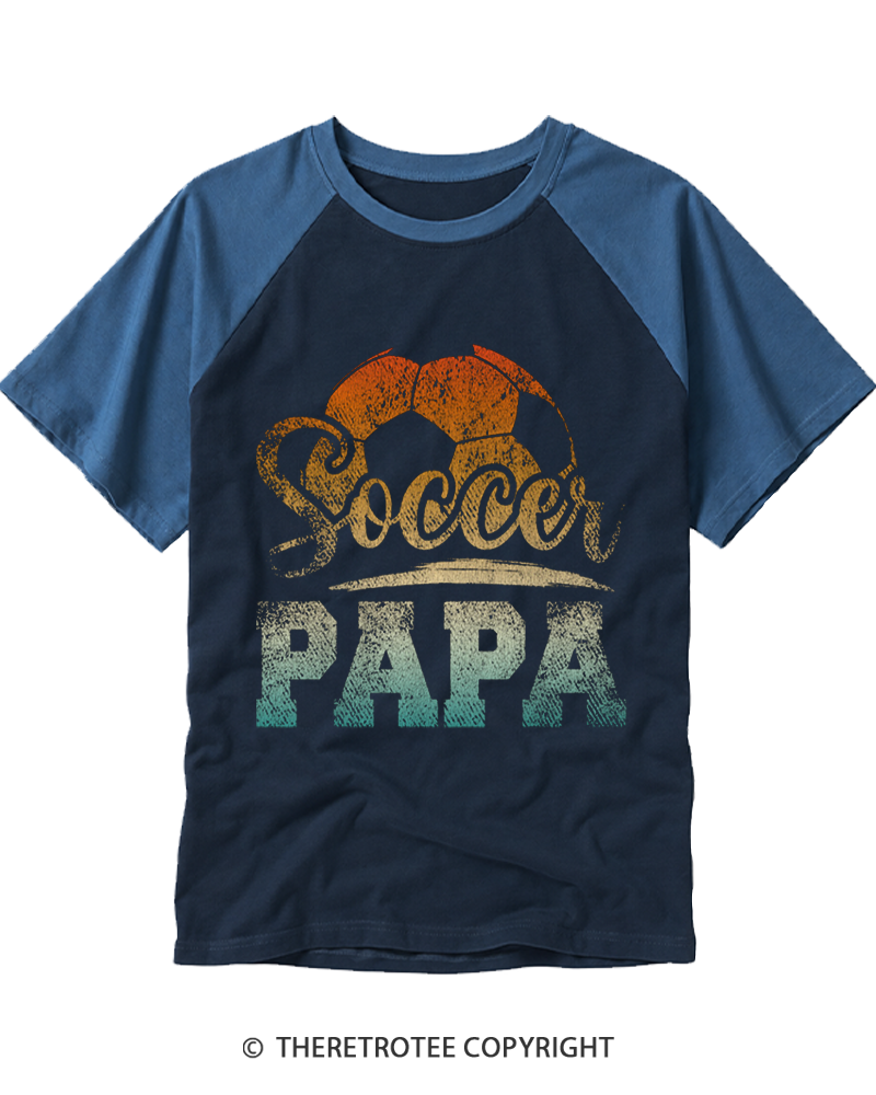 TheRetroTee Soccer Papa Raglan Baseball T-Shirt