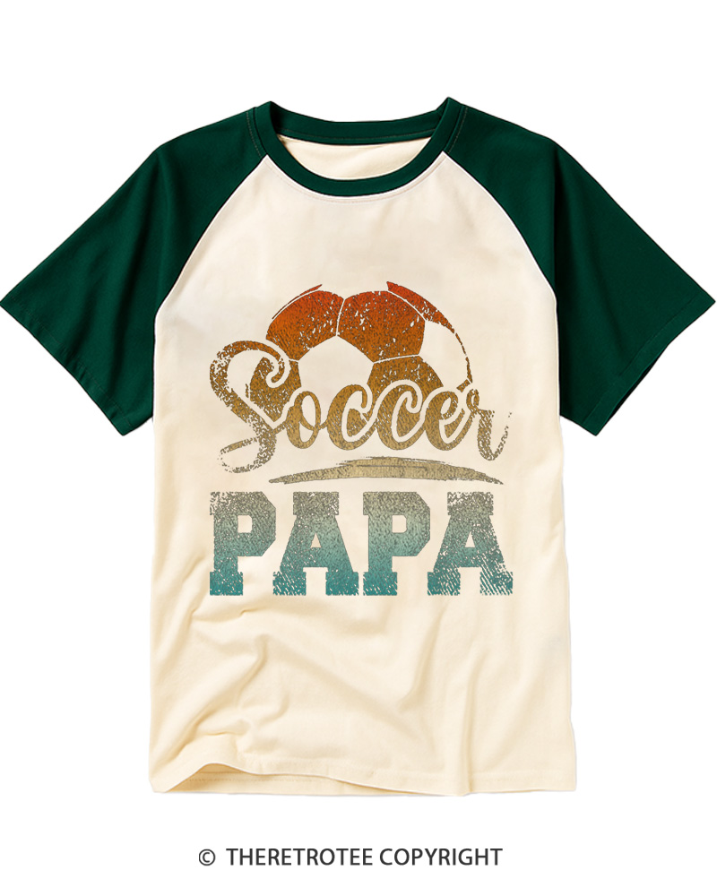 TheRetroTee Soccer Papa Raglan Baseball T-Shirt