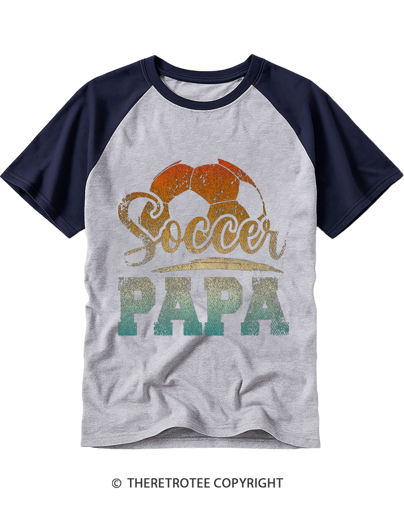 TheRetroTee Soccer Papa Raglan Baseball T-Shirt