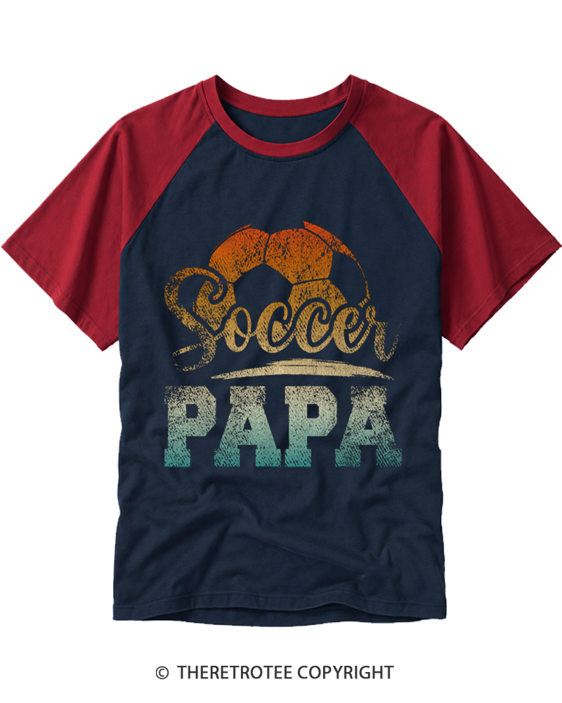 TheRetroTee Soccer Papa Raglan Baseball T-Shirt