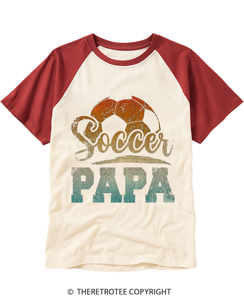 TheRetroTee Soccer Papa Raglan Baseball T-Shirt