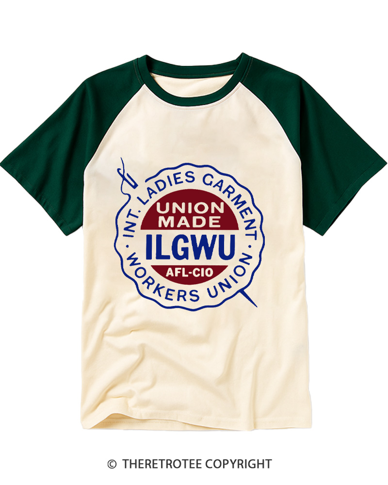 TheRetroTee Union Made ILO Graphic 1980s Raglan Baseball T-Shirt