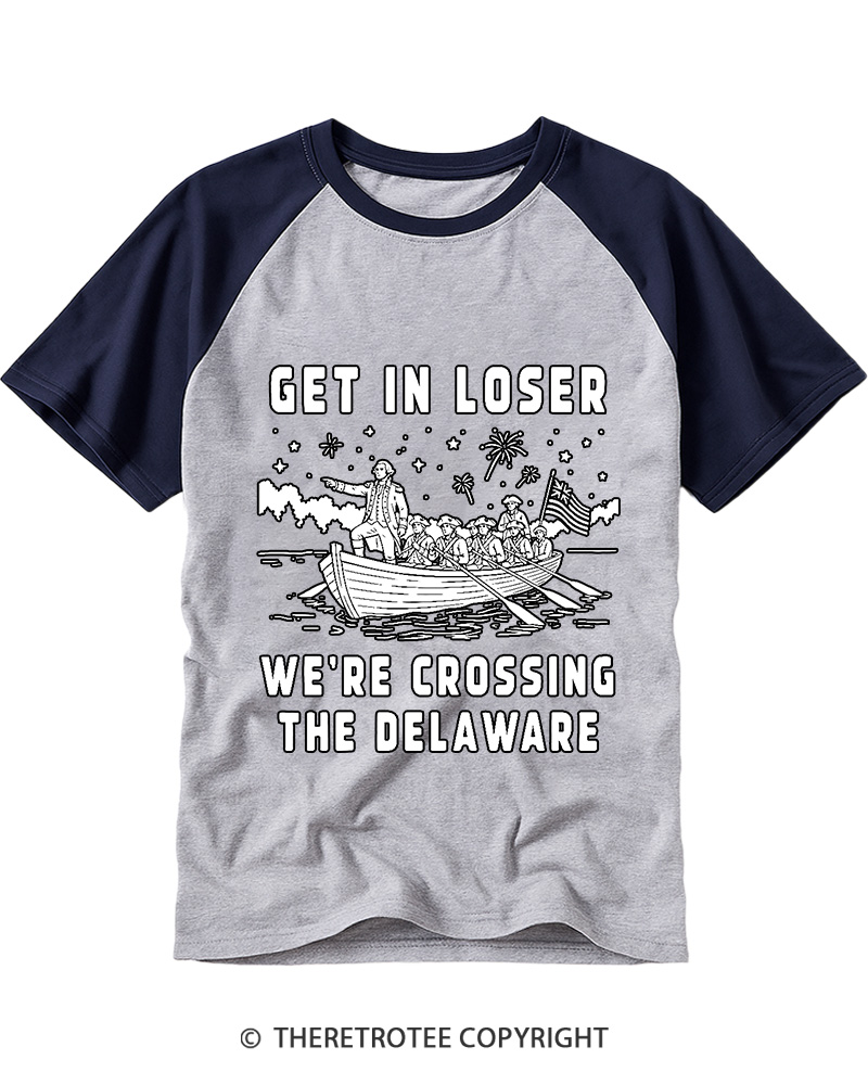 TheRetroTee We're Crossing the Delaware 1776 Raglan Baseball T-Shirt