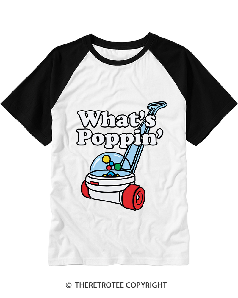 TheRetroTee What's Poppin' 1990s Raglan Baseball T-Shirt