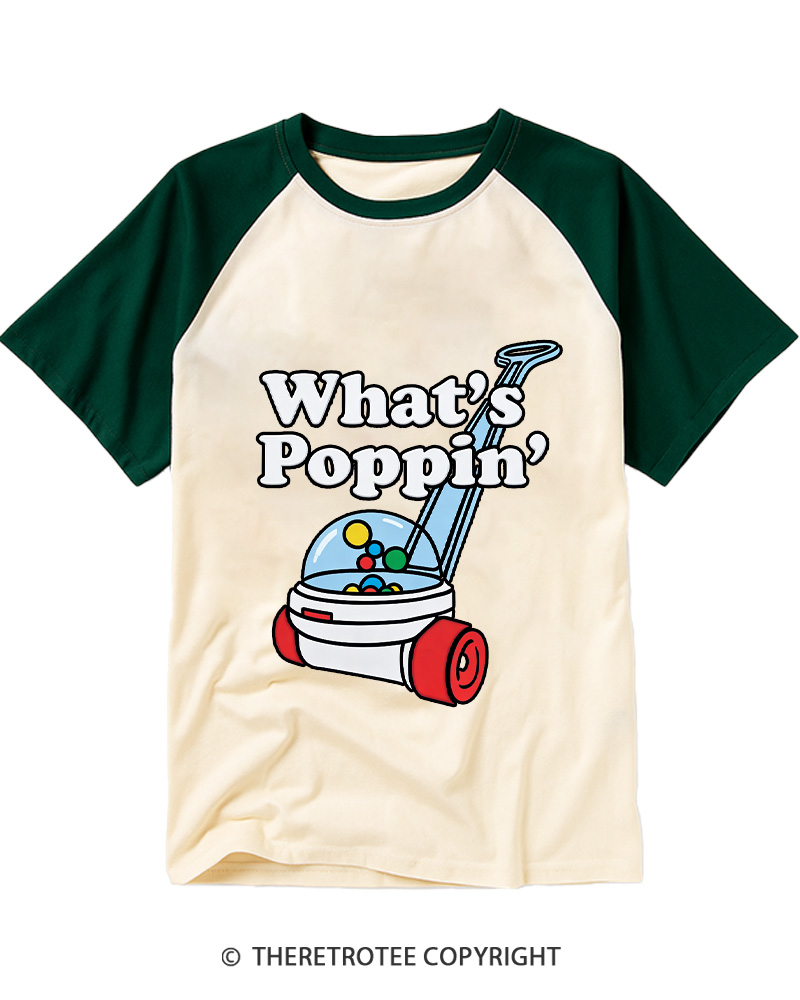 TheRetroTee What's Poppin' 1990s Raglan Baseball T-Shirt