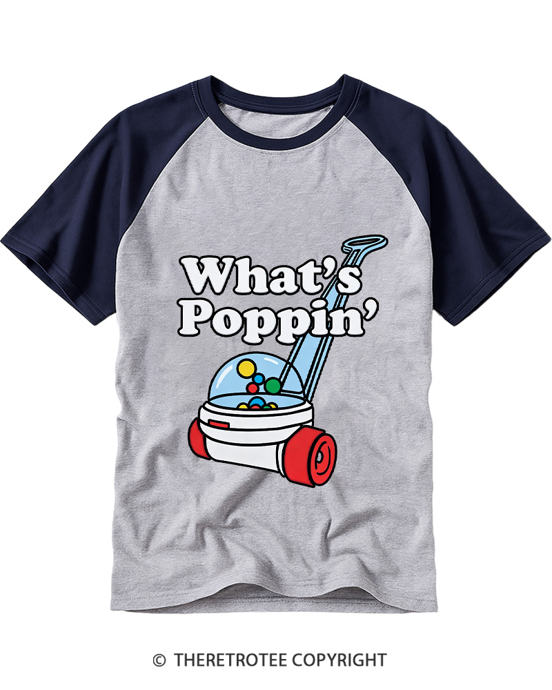 TheRetroTee What's Poppin' 1990s Raglan Baseball T-Shirt