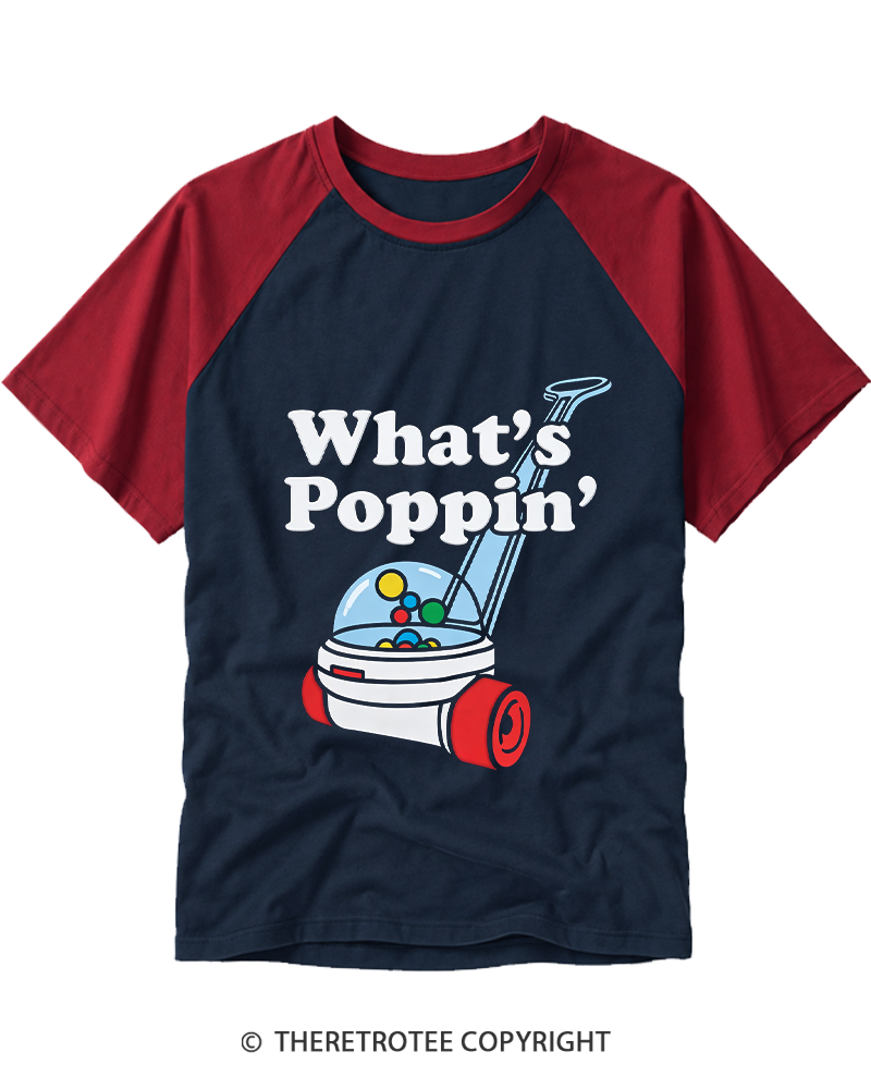 TheRetroTee What's Poppin' 1990s Raglan Baseball T-Shirt