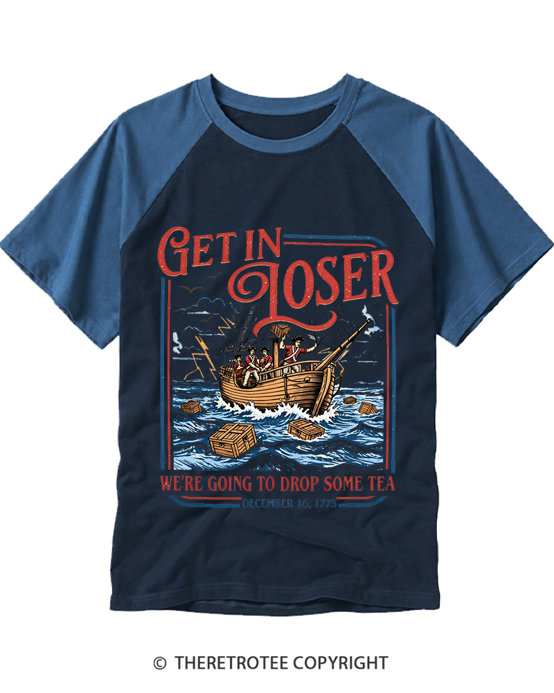 TheRetroTee Boston Tea Party Raglan Baseball T-Shirt