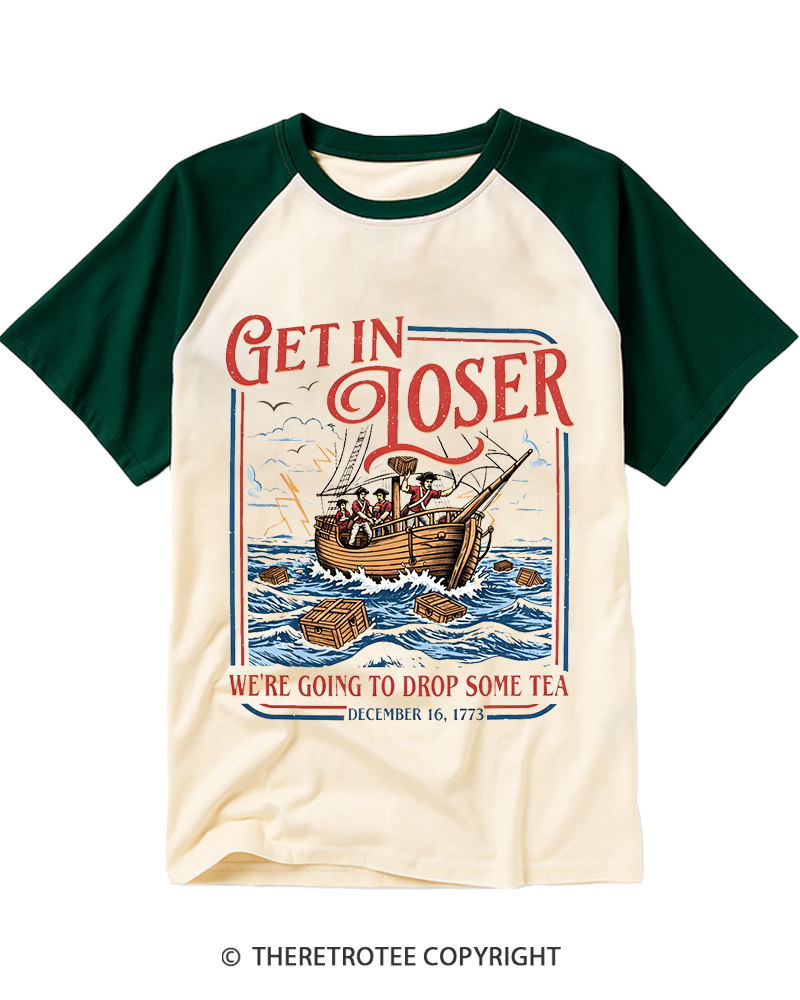 TheRetroTee Boston Tea Party Raglan Baseball T-Shirt