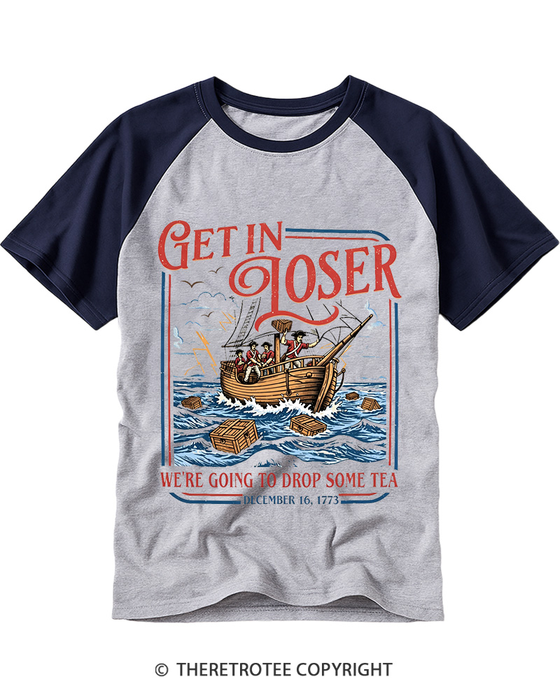 TheRetroTee Boston Tea Party Raglan Baseball T-Shirt