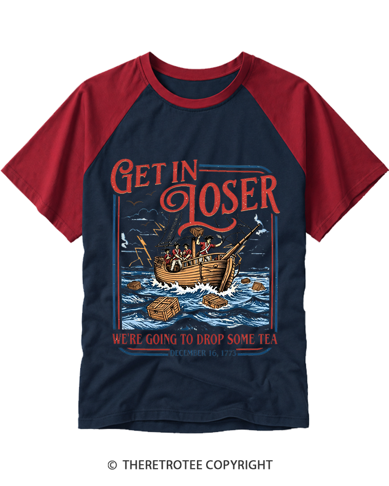 TheRetroTee Boston Tea Party Raglan Baseball T-Shirt