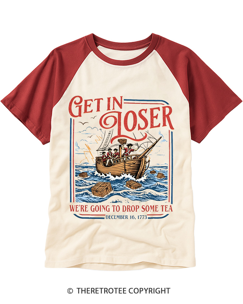 TheRetroTee Boston Tea Party Raglan Baseball T-Shirt