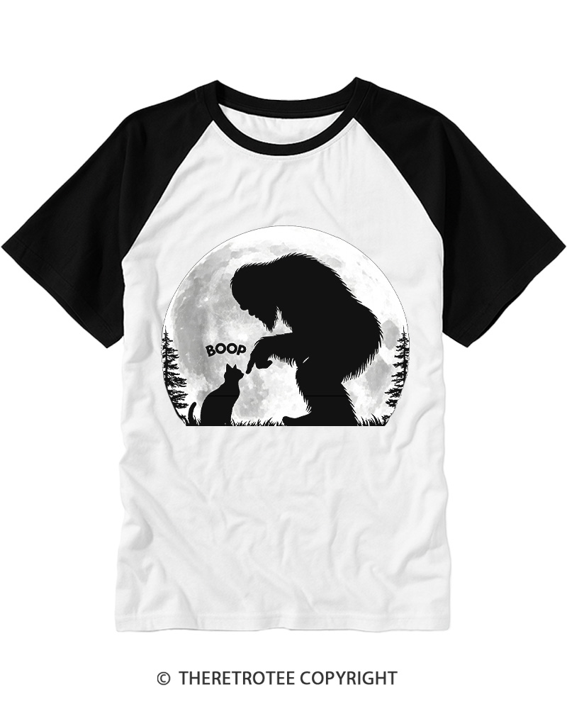TheRetroTee Hand Boop Nose Bigfoot 1970s Raglan Baseball T-Shirt