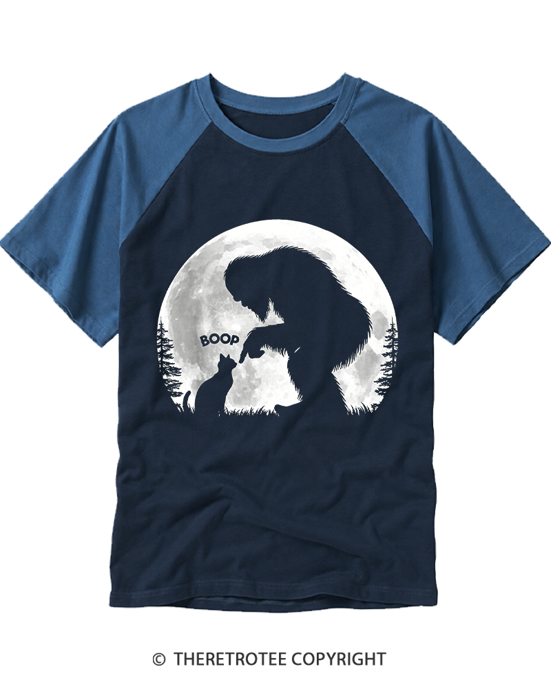 TheRetroTee Hand Boop Nose Bigfoot 1970s Raglan Baseball T-Shirt