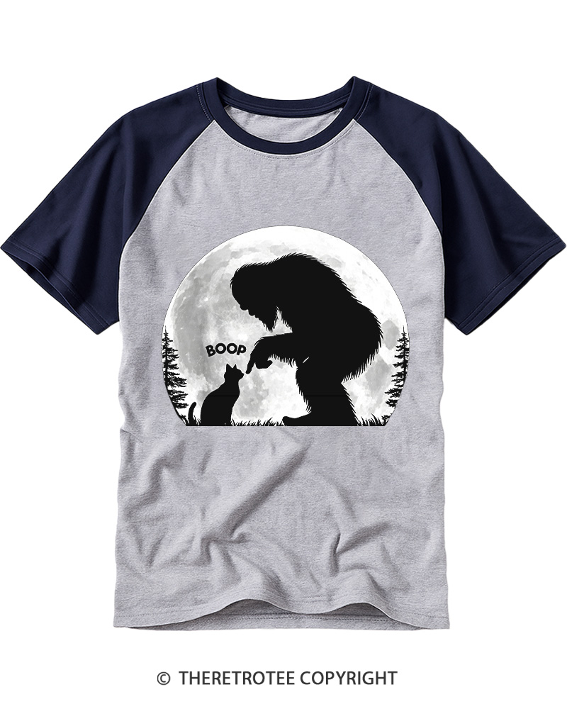 TheRetroTee Hand Boop Nose Bigfoot 1970s Raglan Baseball T-Shirt