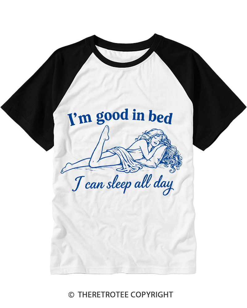 TheRetroTee I Can Sleep All Day 1970s Raglan Baseball T-Shirt