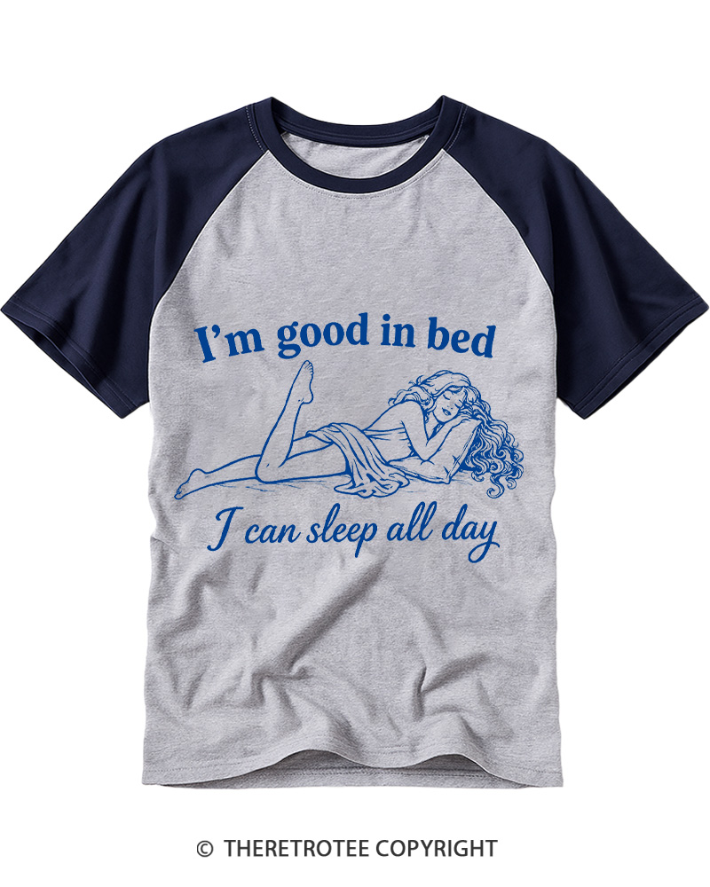 TheRetroTee I Can Sleep All Day 1970s Raglan Baseball T-Shirt