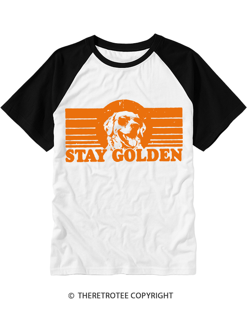TheRetroTee Stay Golden 1970s Raglan Baseball T-Shirt