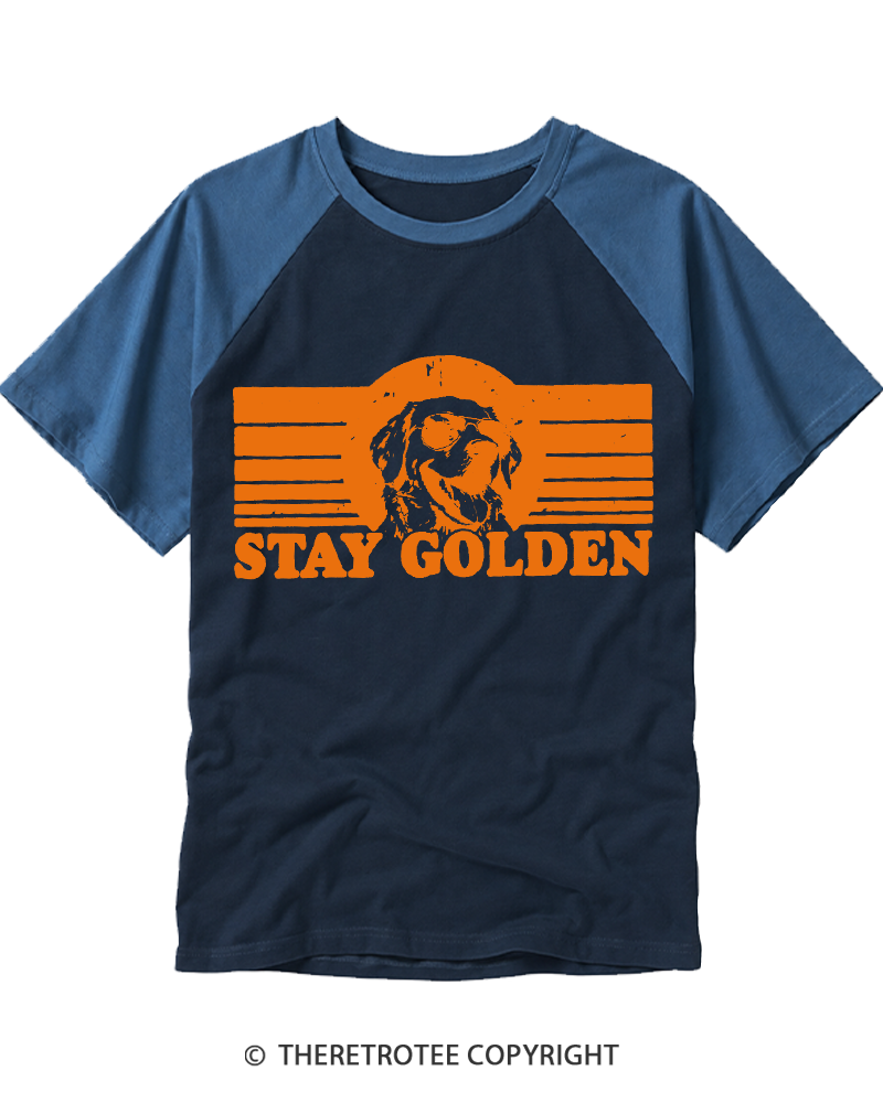 TheRetroTee Stay Golden 1970s Raglan Baseball T-Shirt
