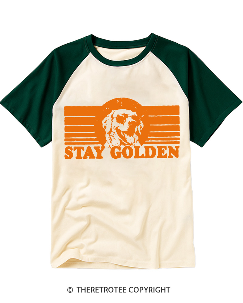 TheRetroTee Stay Golden 1970s Raglan Baseball T-Shirt
