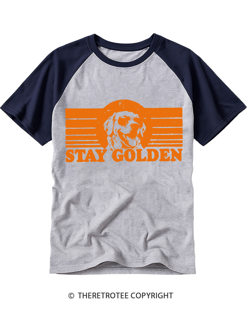 TheRetroTee Stay Golden 1970s Raglan Baseball T-Shirt