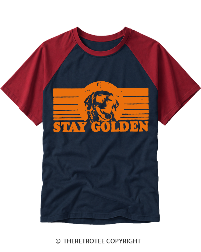 TheRetroTee Stay Golden 1970s Raglan Baseball T-Shirt