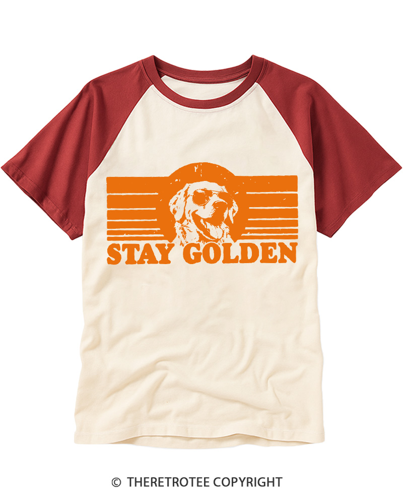 TheRetroTee Stay Golden 1970s Raglan Baseball T-Shirt