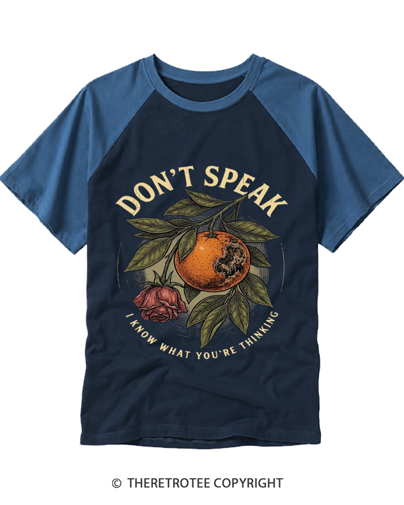 TheRetroTee Don't Speak 1990s Raglan Baseball T-Shirt