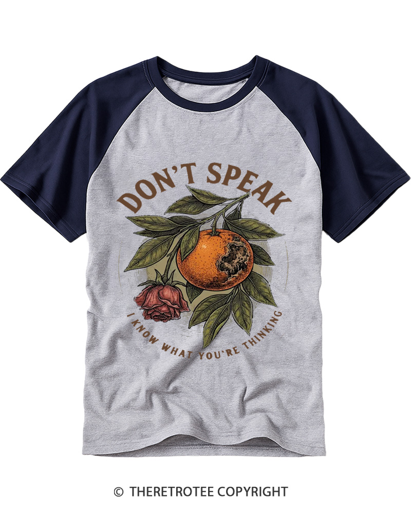 TheRetroTee Don't Speak 1990s Raglan Baseball T-Shirt